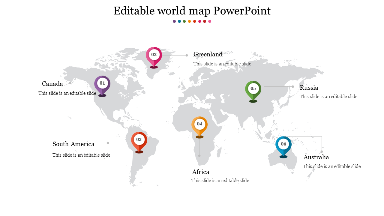 Editable World Map PowerPoint Template and Google Slides